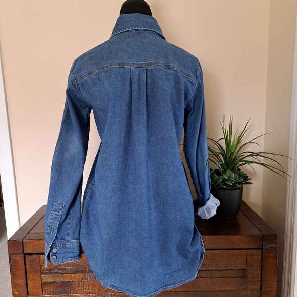 Buffalo David Bitton Denim Shirt Women's Small Blue Jean Stretch Tunic Blouse - Picture 9 of 12